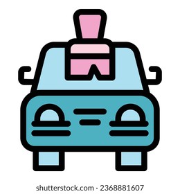 Dibujar el vector de contorno del icono del coche. Spray auto. Color plano del servicio de reparación