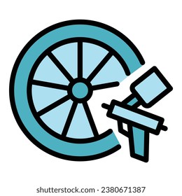 Paint car wheel icon outline vector. Tire rim. Tyre chrome color flat