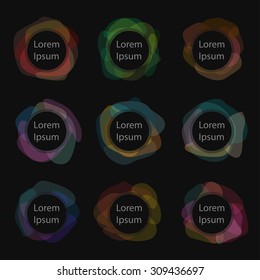 Paint circle spots. Abstract transparent vector spots. Watercolor effect. Colorful frames.