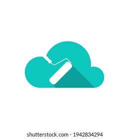 Paint Cloud logo design vector illustration, Creative Paint logo design concept template, symbols icons