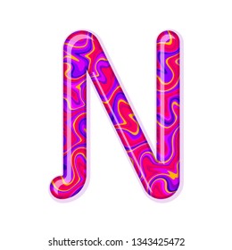 Paint color font letter N sign symbol. Vector illustration