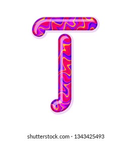 Paint color font letter T sign symbol. Vector illustration