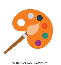 Paint color palette and paint brush vector illustration, painting clip art, colorful color palette icon flat design, paint brush clip art, paint palette clip art