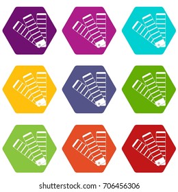 Paint color selection booklet icon set many color hexahedron isolated on white vector illustration