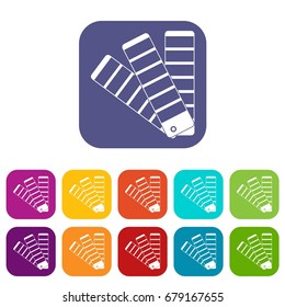 Paint color selection booklet icons set vector illustration in flat style In colors red, blue, green and other