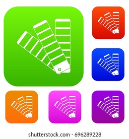 Paint color selection booklet set icon in different colors isolated vector illustration. Premium collection