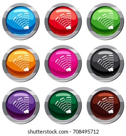 Paint color selection booklet set icon isolated on white. 9 icon collection vector illustration