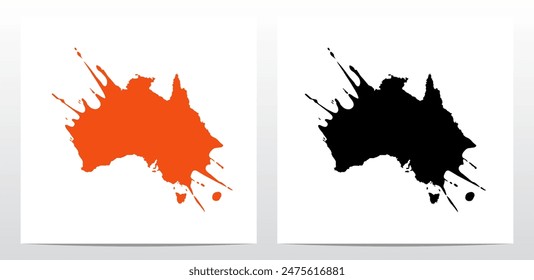 Paint Color Splash Stilisierte Karte von Australien