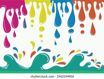 Paint colorful dripping background, vector illustration