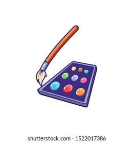 paint colors palette with paint brush vector illustration design