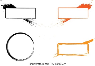 Paint compositions, grunge with frame, texting boxes. Dirty design elements, quote box speech template..eps