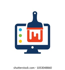 Paint Computer Logo Icon Design