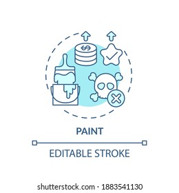 Icono de concepto de pintura. Gastar más para una ilustración de línea delgada de idea de producto de alta calidad. Paredes y usos domésticos. Pinturas ecológicas. Dibujo de color RGB con contorno aislado del vector. Trazo editable