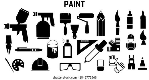 paint craft handmade flat icons. mono vector symbol 