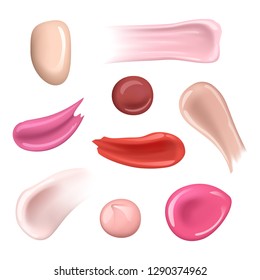 Desprestigio de la crema de pintura. Sombras estéticas y caídas hidratantes uñas de esmalte hembra uñas vectoriales colecciones realistas de maquillaje