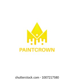 Paint crown, paint king, art king. Vector logo template