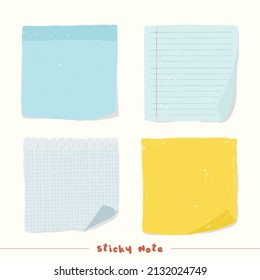 Paint Cute Sticky Notes Simple Hand Drawn Momo Pad Set Vector