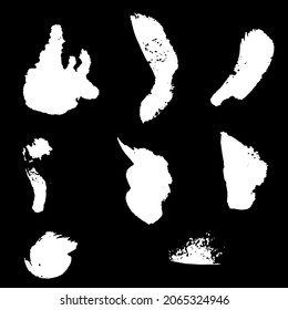 Paint daubs, hand drawn brush stroke backgrounds set. Hand painted grange texture. Fashion modern style.