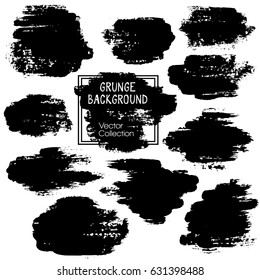 Paint daubs, hand drawn brush stroke backgrounds set. Vintage design elements vector collection. Splash, stain, dab, ink, gouache or acrylic paint texture.
