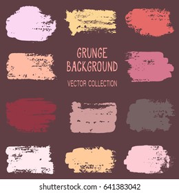Paint daubs, hand drawn brush stroke backgrounds set. Vintage design elements vector collection. Paint splash, stain, dab, ink or acrylic texture. Can be used in sweets package design.