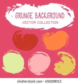 Paint daubs, hand drawn brush stroke backgrounds set. Vintage design elements vector collection. Paint splash, stain, dab, ink or acrylic texture. Summer colors palette