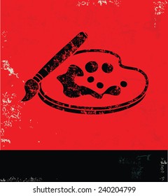 Paint design on red background,grunge vector