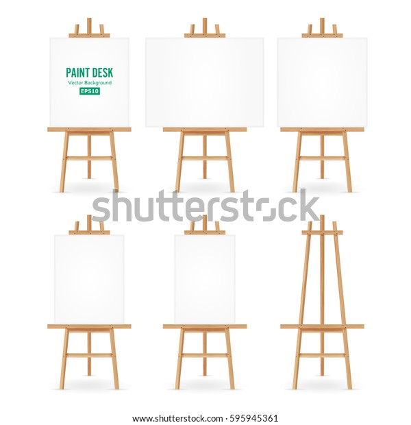 Paint Desk Vector Artist Easel Set Stock Vector Royalty Free