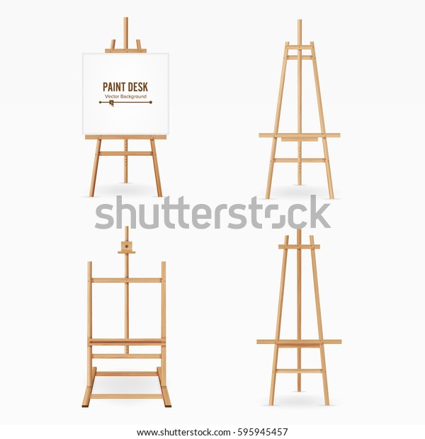 Paint Desk Vector Artist Easel Set Stock Vector Royalty Free