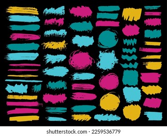 Paint dirty brush stroke mega collection. Freehand inkblot streak fluid elements. Drop spot web sticker imprint set. Daub watercolor stains drawing.