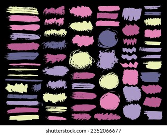 Paint distorted brush stroke mega pack. Isolated inkblot streak sumie shapes. Splatter spot textured label background collection. Brushstroke watercolor spots drawing.