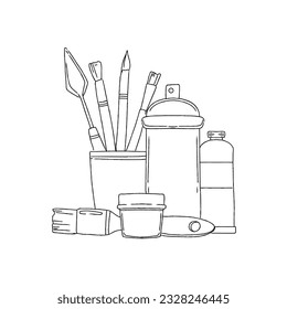 pintar dibujar dibujar dibujar dibujar herramientas de dibujo de dibujos a mano conjunto de ilustraciones de doodle