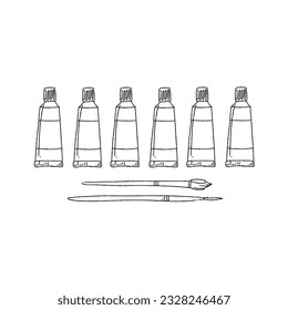 paint draw painting drawing tools hand drawn doodle illustrations vector set