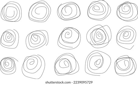 paint drawing circle set of black and white smear. hand drawn abstract illustration grunge elements. vector abstract object for design.