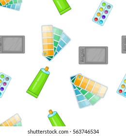 Paint drawing pattern. Cartoon illustration of paint drawing vector pattern for web