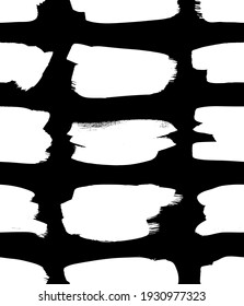 Paint Zeichnen nahtloses Muster schwarz-weiß Abstrich. Handgezeichnete abstrakte Illustrationselemente. Abstrakte Vektorobjekte für Design 