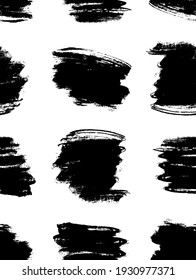 Paint drawing seamless pattern black and white smear. Hand drawn abstract illustration grunge elements. Vector abstract objects for design 