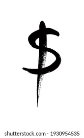 Dibujar conjunto de símbolos de dólar negro sobre fondo blanco. Elementos grunge de ilustración abstracta dibujados a mano. Objetos abstractos vectoriales para el diseño