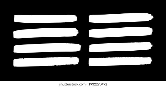 Paint drawing set of black smear on white background. Hand drawn abstract illustration grunge elements. Vector abstract objects for design