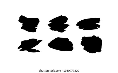 Paint drawing set of black and white smear. Hand drawn abstract illustration grunge elements. Vector abstract objects for design 