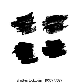 Paint drawing set of black and white smear. Hand drawn abstract illustration grunge elements. Vector abstract objects for design 