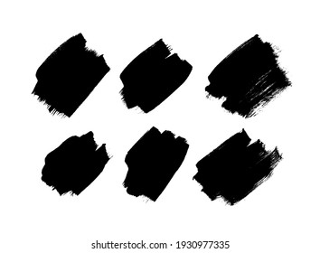 Paint drawing set of black and white smear. Hand drawn abstract illustration grunge elements. Vector abstract objects for design 