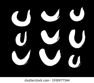 Paint drawing set of black and white smear. Hand drawn abstract illustration grunge elements. Vector abstract objects for design 
