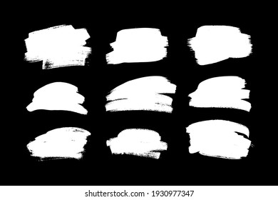 Paint drawing set of black and white smear. Hand drawn abstract illustration grunge elements. Vector abstract objects for design 