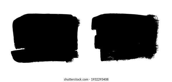 Paint drawing set of black and white squares. Hand drawn abstract illustration grunge elements. Vector abstract objects for design 