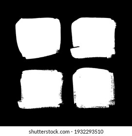 Paint drawing set of black and white squares. Hand drawn abstract illustration grunge elements. Vector abstract objects for design 