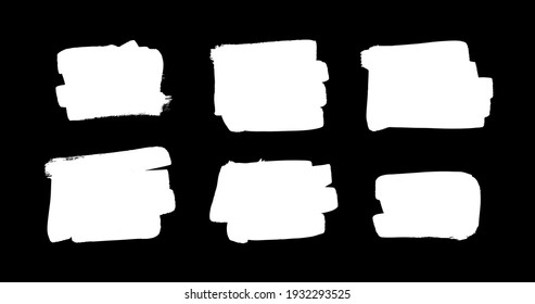 Paint drawing set of black and white squares. Hand drawn abstract illustration grunge elements. Vector abstract objects for design 