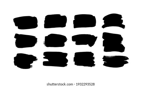 Paint drawing set of black and white squares. Hand drawn abstract illustration grunge elements. Vector abstract objects for design 