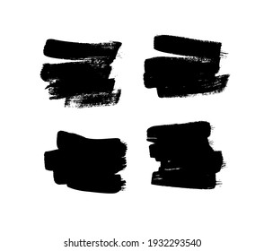 Paint drawing set of black and white squares. Hand drawn abstract illustration grunge elements. Vector abstract objects for design 