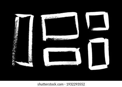 Paint drawing set of black and white squares. Hand drawn abstract illustration grunge elements. Vector abstract objects for design 