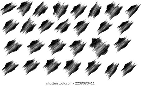 paint drawing set of black and white smear. hand drawn abstract illustration grunge elements. vector abstract object for design.